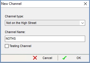 Setup new channel dialog for NOTHS