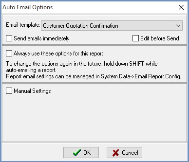 Auto Email Options Popup