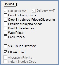 options area in the Sales Orders Additional Tab