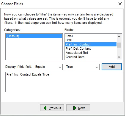 Choose fields third dialog in the Info Box