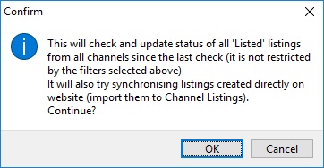 Check status and synchronise option in Channel Listings