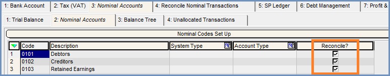 Nominal Account Recon Checkbox