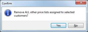 Update Price Lists button in customer list screen