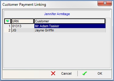 The Customer Payment Linking dialog box.