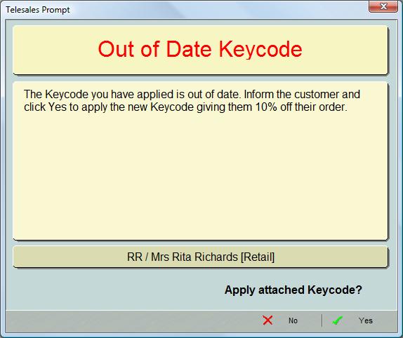 Telesales Prompt example 2 linking to keycode.