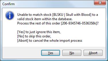 Amazon sales order import stock error message