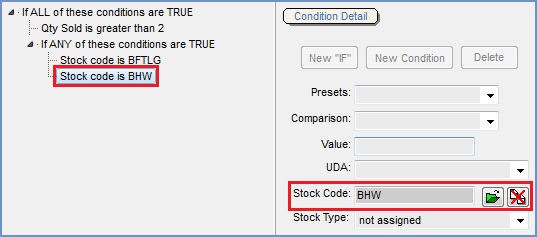Telesale Rule example 11 - Set the Stock Item B