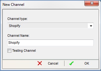 Setup new channel dialog for Shopify