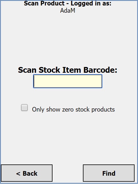 HHT Scan product screen