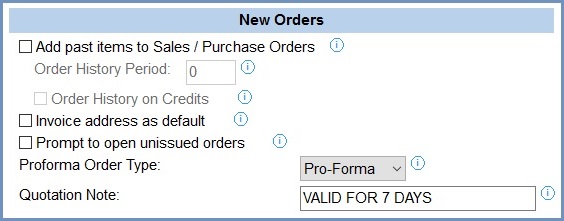 System Values - Sales - Order Display - New Orders