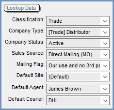 Lookup Data Area in the Customer General Tab