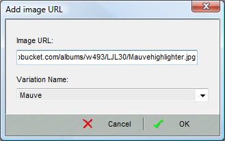The Add URL dialog for SCS items.