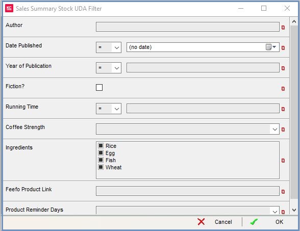 Sales Summary Stock UDA Filter for the Best Sellers tab