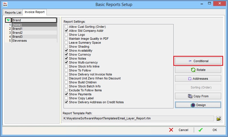 Basic Report Setup Conditional Button