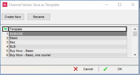 Channel Values Save as Template dialog