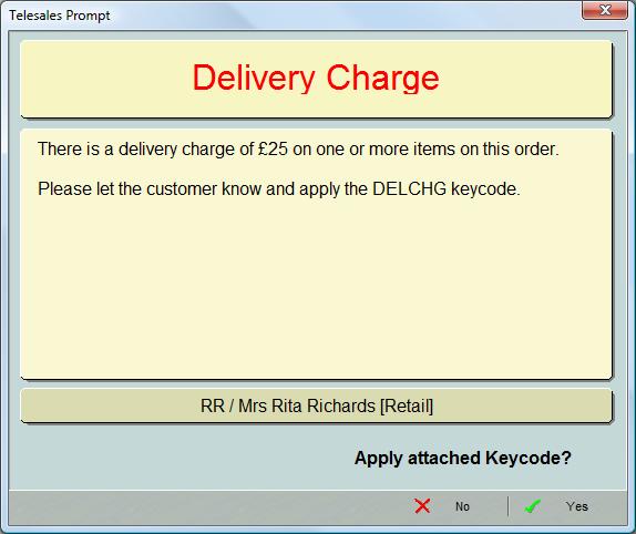 Telesales Prompt example linking to keycode.