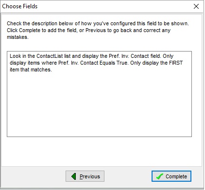 Choose fields fifth dialog in the Info Box