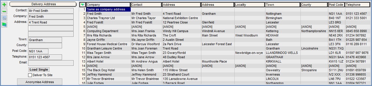 Purchase Order Address tab