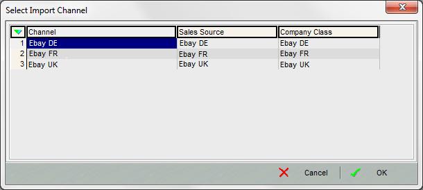 Select Import Channel when importing eBay Sales Orders from the SO Other Actions menu