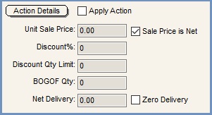 Action Details area in Telesale Rule screen