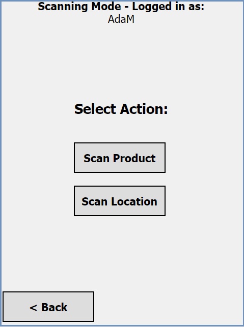 HHT Scanning options screen