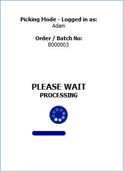 The Processing screen when picking batches using HHT