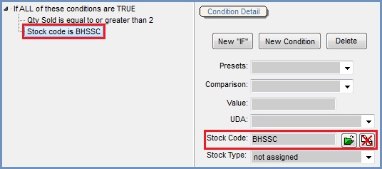 If ALL of these conditions are TRUE - Set the offer stock item