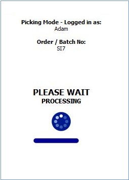 The Processing screen when using HHT