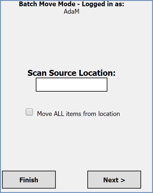 Scan Source Location screen