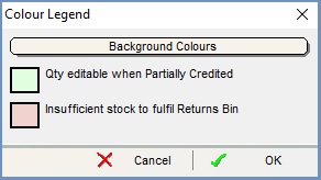 Supplier Return Colour Legend Popup