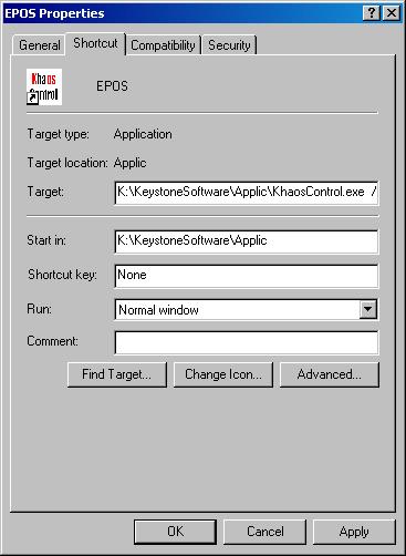A typical shortcut used to run EPOS