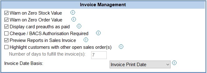 System Values - Sales - Invoice Management - Invoice Management