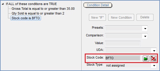 Telesale Rule example 3 - Set the free Stock Item