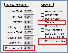 Purchase Invoice options for reverse Tax