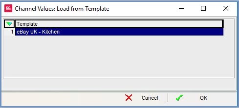 The Channel Values Load from Template Dialog