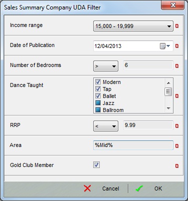 Customer UDA filter example