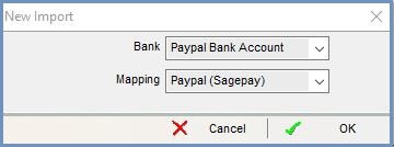 New Import Dialog for Paypal Recon